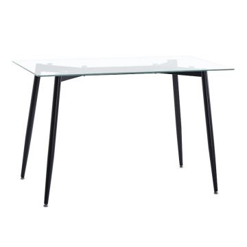 Masa dining Quana, Pako World, Sticla, Picioare negre, 120x70x75 cm