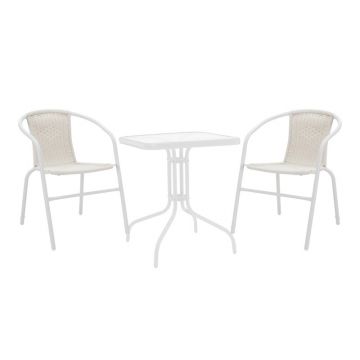 Masa dining Watson-Obbi, Pako World, Alb, 70x70x70 cm