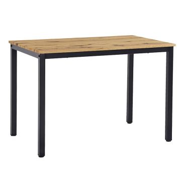 Masa dining Witte, Pako World, MDF, Sonoma cu picioare negre, 110x70x76 cm