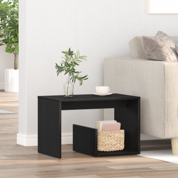 Masa laterala Gossi negru stejar 59x36x38 cm lemn prelucrat