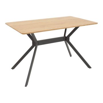 Masa Nerelis MDF naturala si picioare din metal negru 120x70x75 cm