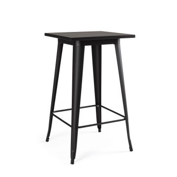 Masa pentru bar Minnesota, Bizzotto, 60 x 60 x 103 cm, otel laminat, negru