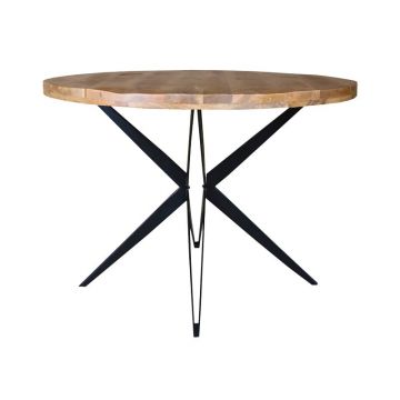 Masa rotunda Boho Bocco, Pako World, Lemn de mango, Natural, 120x120x77 cm
