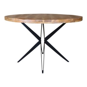 Masa rotunda Boho Bocco, Pako World, Lemn de mango, Natural, 150x150x77 cm