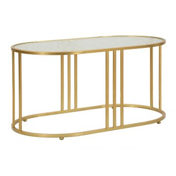 Masuta de cafea Antalia, Mauro Ferretti, 90x50x45 cm, fier/sticla, auriu