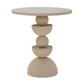 Masuta de cafea Dune, Mauro Ferretti, 45x49.5 cm, fier/oglinda, crem Masuta de cafea Dune, Mauro Ferretti, 45x49.5 cm, fier/oglinda, crem