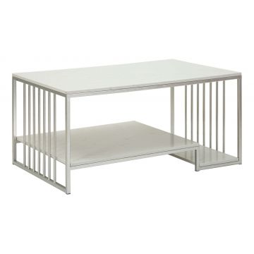 Masuta de cafea Kayseri, Mauro Ferretti, 90x45x60 cm, fier/marmura, argintiu/alb