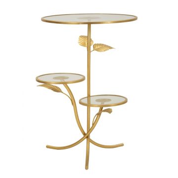 Masuta de cafea Leaf, Mauro Ferretti, 54x69.5 cm, fier/sticla, auriu