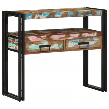 Mese laterale Gossi multicolor 90x33x75 cm lemn masiv recuperat si metal