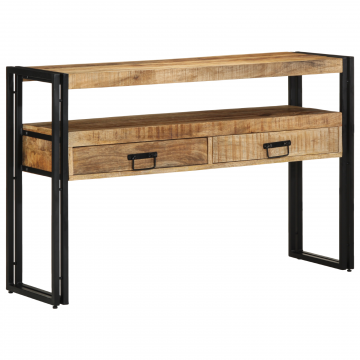 Mese laterale Gossi negre 120x33x75 cm din lemn solid de mango si metal