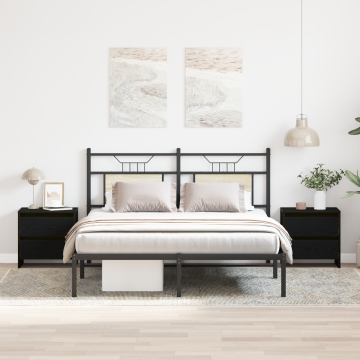 Noptiera Gossi 2 buc negru stejar 45x34x44,5 cm lemn prelucrat