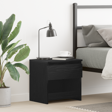 Noptiera Gossi neagra din stejar 40x30x39 cm, lemn prelucrat