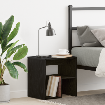 Noptiera Gossi neagra din stejar 40x30x40 cm din lemn tehnic