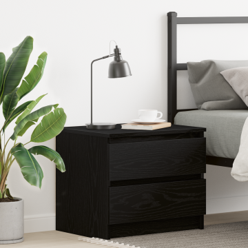 Noptiera Gossi neagra din stejar 50x40x43,5 cm din lemn