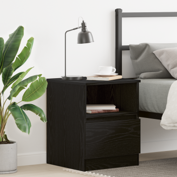 Noptiera Gossi negru stejar 40x40x50 cm din lemn