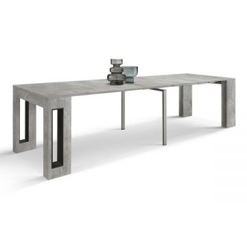 PAZZO DESIGN Masă consolă extensibilă cu suport extensibil Marie, gri pal, fabricată în Italia, de la 45 la 300 cm | Aosom Romania