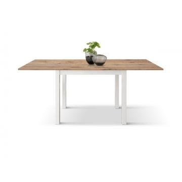 PAZZO DESIGN Masă extensibilă Giuliano, stejar rustic, laminat, fabricată în Italia, bază albă, 90 x 90 x 76,5 cm | Aosom Romania