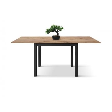 PAZZO DESIGN Masă extensibilă Giuliano, stejar rustic, melaminat, fabricată în Italia, bază neagră, 90 x 90 x 76,5 cm | Aosom Romania