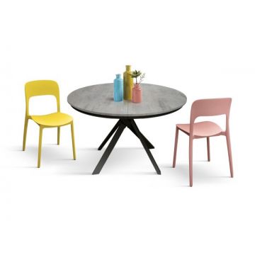 PAZZO DESIGN Masă extensibilă Lino, picioare încrucișate Shangay rotundă, fabricată în Italia, bază neagră, gri pal | Aosom Romania
