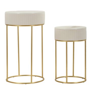 Set 2 masute inalte Wedding, Mauro Ferretti, 50x90 cm, 40x70 cm, lemn de pin/MDF/metal, crem/auriu