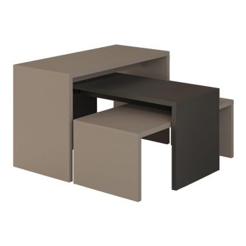 Set 3 masute Kantar, Pako World, Antracit-Maro, 65x30x39 cm