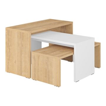 Set 3 masute Kantar, Pako World, Stejar-Alb, 65x30x39 cm