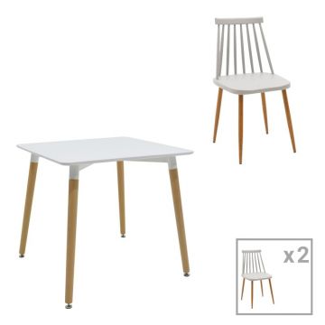 Set 3 mese Aurora-Natali, Pako World, Alb-Gri-Natural, 80x80x76 cm