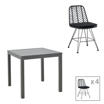 Set 5 mese Kliton-Naoki, Negru, 80x80x74 cm