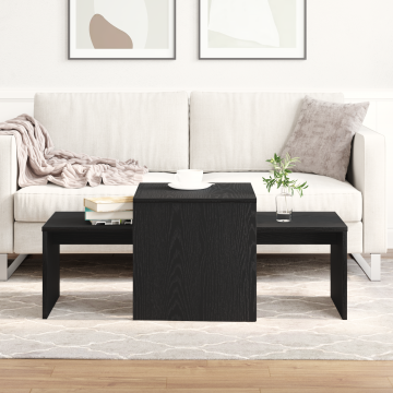 Set de mese nesting Gossi, negru stejar, 100x48x40 cm, lemn ingenios