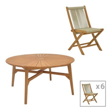 Set dining Banou-Colen, Pako World, 7 piese, Natural, 150x75 cm