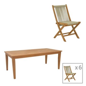 Set dining banou-Mady, Pako World, 7 piese, Natural, 200x100x75 cm