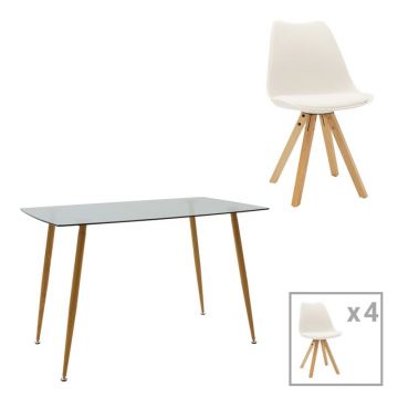 Set dining Chloe-Caron, Pako World, 5 piese,, Natural, 120x70x75 cm