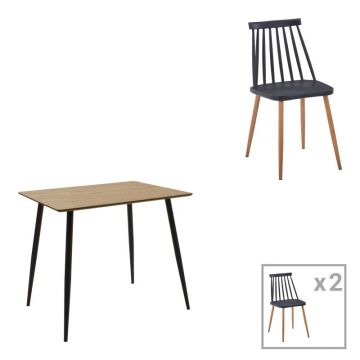 Set dining Cuba-Aurora I, Pako World, 3 piese, Sonoma-Negru, 70x70x75 cm