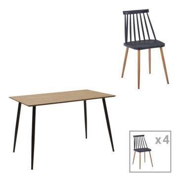 Set dining Cuba-Aurora I, Pako World, 5 piese, Sonoma-Negru, 120x70x76 cm