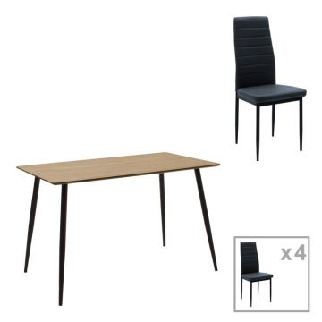Set dining Cuba-Parker, Pako World, 5 piese, MDF, Sonoma-Negru, 120x70x76 cm
