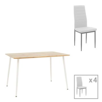 Set dining Cuba-Parker, Pako World, 5 piese, Sonoma-Alb, 120x80x75 cm