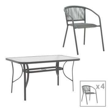 Set dining Ensure-Lindaria, Pako World, Metal, Gri, 120x70x70 cm