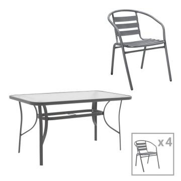 Set dining Ensure-Tade, Pako World, Metal, Gri, 120x70x70 cm
