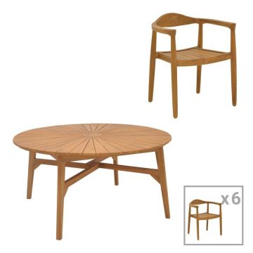 Set dining Ganny-Colen, Pako World, 7 piese, Natural, 150x75 cm