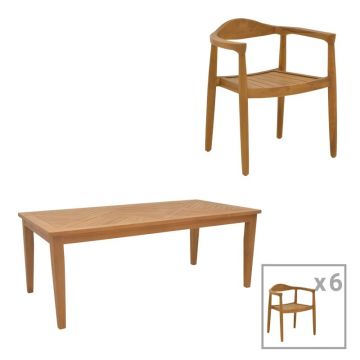 Set dining Ganny-mady, Pako World, 7 piese, Natural, 200x100x75 cm