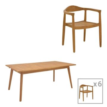 Set dining Ganny-Pino, Pako World, 7 piese, Natural, 180/240x100x75 cm