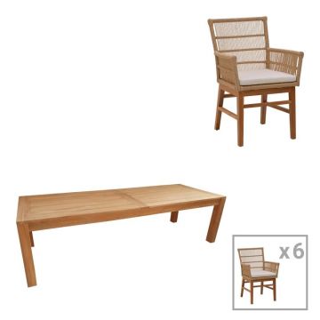 Set dining Inca-Pablo, Pako World, 7 piese, Bej-natural, 240x100x76 cm