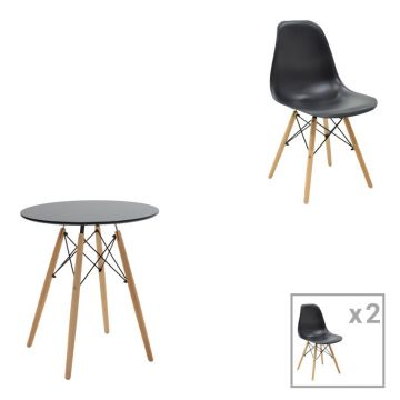Set dining Julita, Pako World, 3 piese, MDF, Natural, 60x60x73 cm