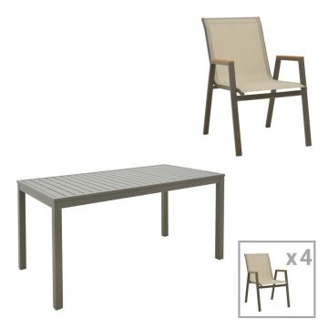 Set dining Kliton-Azelie, Pako World, 5 piese, Sampanie, 150x80x74 cm
