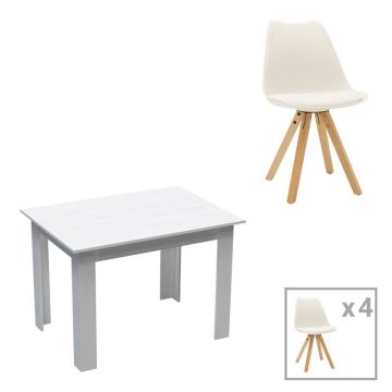 Set dining Manka-Caron, Pako World, 5 piese, Alb, 110x80x77 cm
