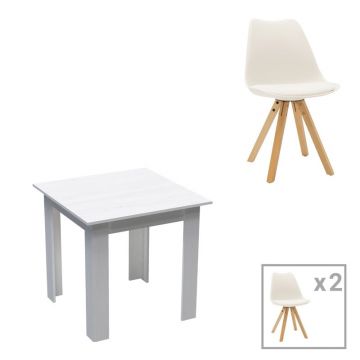 Set dining Manka I-Caron, Pako World, 3 piese, Alb, 80x80x77 cm