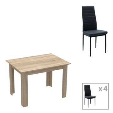 Set dining Manka-Parker, Pako World, 5 piese, Negru-Sonoma, 110x80x77 cm