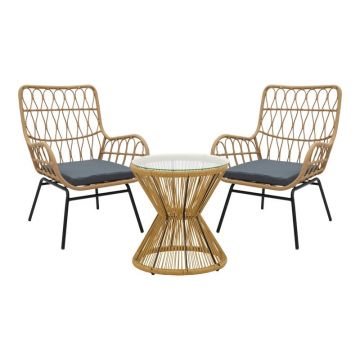 Set dining Naoki, pako World, 3 piese, ratan, Natural