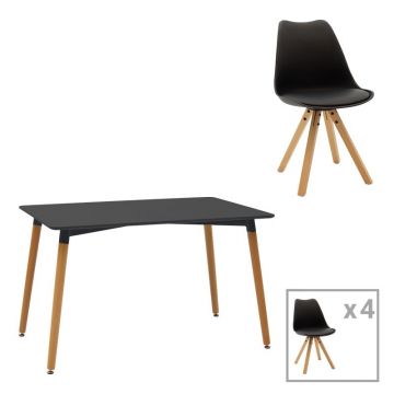 Set dining Natali-Caron, Pako World, MDF, 5 piese, Natural, 120x80x76 cm