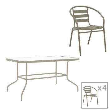 Set dining tade-Valor, Pako World, Metal, Sampanie, 110x60x70 cm
